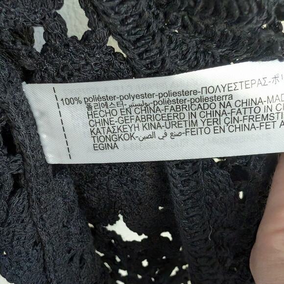 Zara Black Macrame Knit Crochet Cardigan Coat Long Sleeve Jacket, size XS-S - Picture 7 of 9